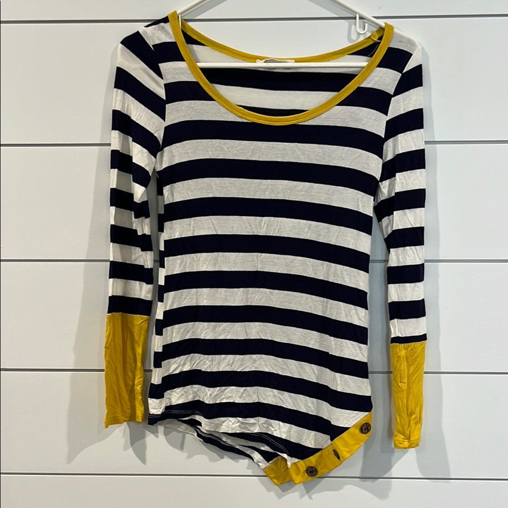 Twenty Second Navy and Yellow Striped Blouse